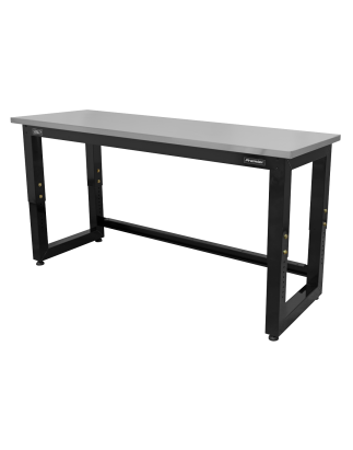 Steel Adjustable Workbench with Stainless Steel Worktop 1830mm - Heavy-Duty