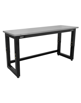 Steel Adjustable Workbench with Stainless Steel Worktop 1830mm - Heavy-Duty