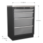 Modular 4 Drawer Cabinet 680mm