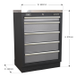 Modular 5 Drawer Cabinet 680mm