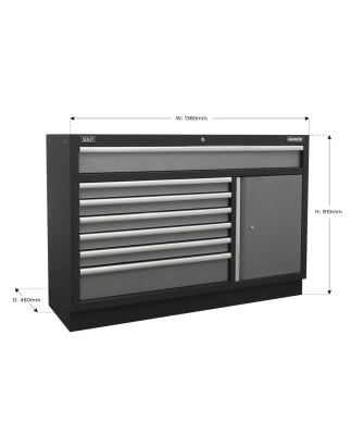 Armoire de plancher modulaire à 7 tiroirs 1360 mm