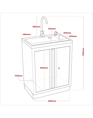 Modular Sink Unit 680mm