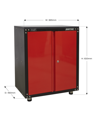 Armoire modulaire 2 portes avec plan de travail 665 mm