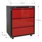 Modular 3 Drawer Cabinet with Worktop 665mm