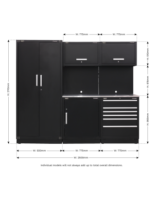 Premier 2.5m Storage System - Stainless Worktop