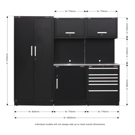 Premier 2.5m Storage System - Stainless Worktop