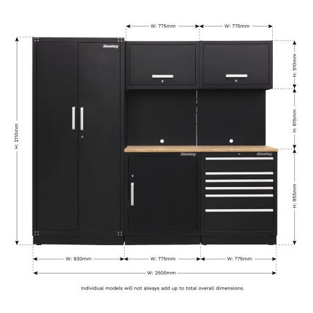 Système de rangement Premier 2,5 m - Plan de travail en chêne