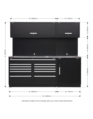 Système de rangement Premier 2,3 m - Plan de travail inox