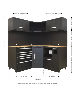 Premier 1.7m Corner Storage System - Oak Worktop