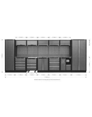 Système de rangement Superline PRO® 4,9 m - Plan de travail inox