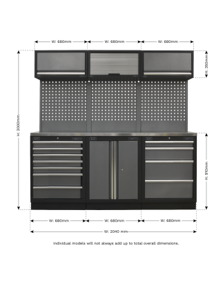 Superline PRO® 2m Storage System - Stainless Worktop