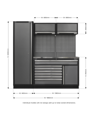 Superline PRO® 1.96m Storage System - Stainless Steel Worktop