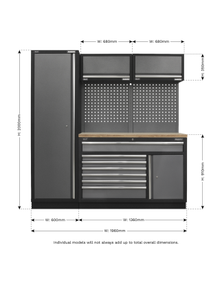 Superline PRO® 1.96m Storage System - Pressed Wood Worktop