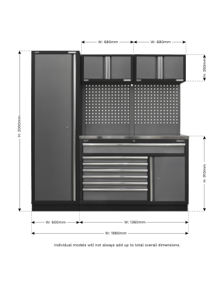 Superline PRO® 1.96m Storage System - Stainless Steel Worktop