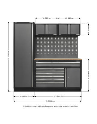 Superline PRO® 1.96m Storage System - Pressed Wood Worktop