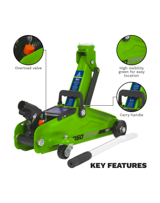 Short Chassis Trolley Jack 2 Tonne - Green