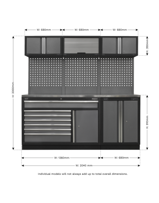 Superline PRO® 2.04m Storage System - Stainless Steel Worktop