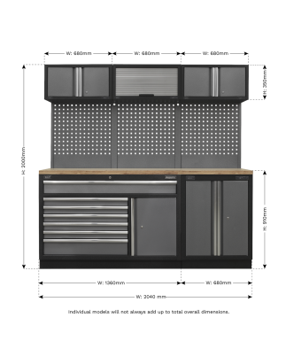 Système de Rangement Superline PRO® 2,04 m - Plan de travail en bois pressé