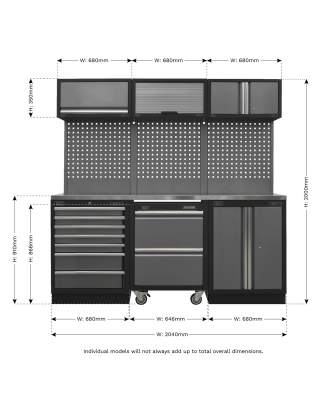 Superline PRO® 2.04m Storage System - Stainless Steel Worktop