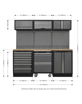 Superline PRO® 2.04m Storage System - Pressed Wood Worktop