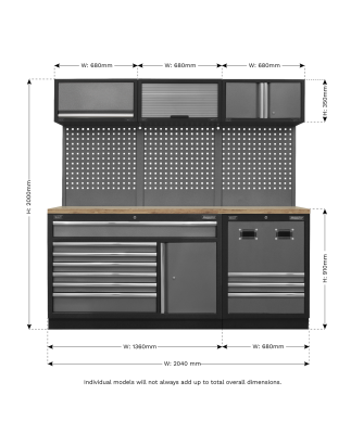 Combo système de rangement modulaire - Plan de travail en bois pressé