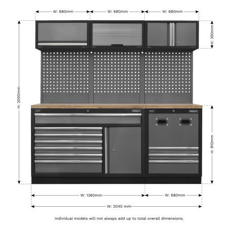 Combo système de rangement modulaire - Plan de travail en bois pressé