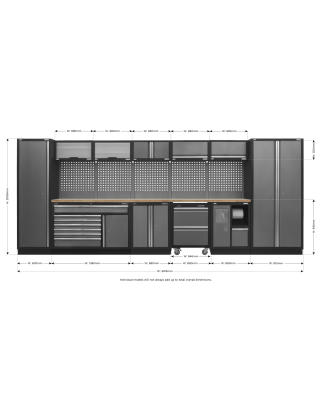 Système de rangement Superline PRO® 4,9 m - Plan de travail en bois pressé