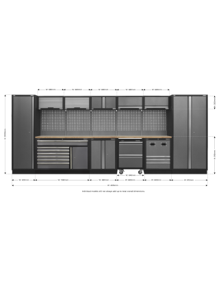 Système de rangement Superline PRO® 4,9 m - Plan de travail en bois pressé