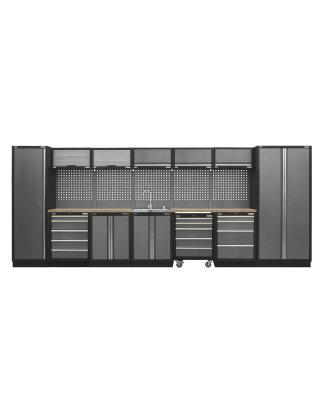 Système de rangement Superline Pro 4,9 m - Plan de travail en bois pressé