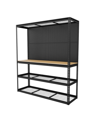 Heavy-Duty Modular Workbench with Racking & Pegboard 300kg Capacity Per Level 1820mm