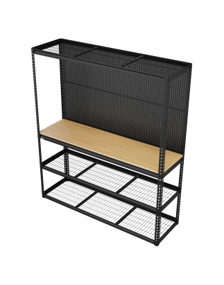 Heavy-Duty Modular Workbench with Racking & Pegboard 300kg Capacity Per Level 1820mm