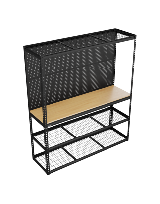 Heavy-Duty Modular Workbench with Racking & Pegboard 300kg Capacity Per Level 1820mm