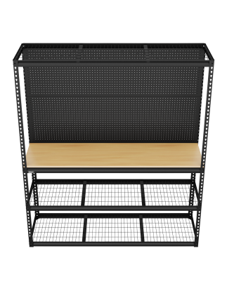 Heavy-Duty Modular Workbench with Racking & Pegboard 300kg Capacity Per Level 1820mm