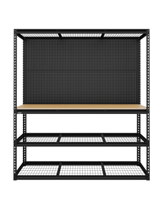 Heavy-Duty Modular Workbench with Racking & Pegboard 300kg Capacity Per Level 1820mm