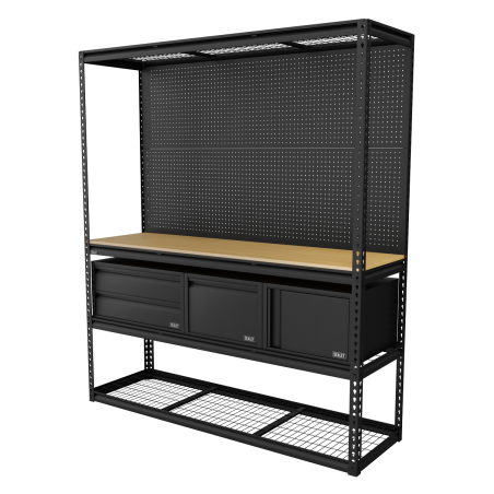 Heavy-Duty Modular Workbench & Racking Kit with 3 Storage Units