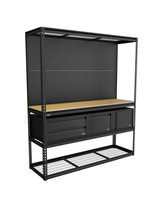 Kit d'établi et de rayonnage modulaire robuste avec 3 unités de rangement