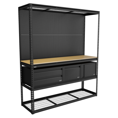 Kit d'établi et de rayonnage modulaire robuste avec 3 unités de rangement