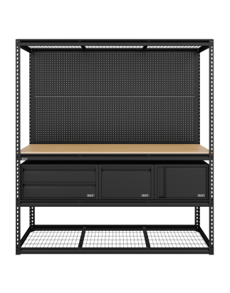 Kit d'établi et de rayonnage modulaire robuste avec 3 unités de rangement