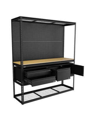 Kit d'établi et de rayonnage modulaire robuste avec 3 unités de rangement