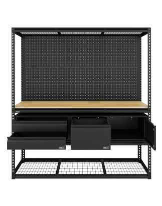 Kit d'établi et de rayonnage modulaire robuste avec 3 unités de rangement