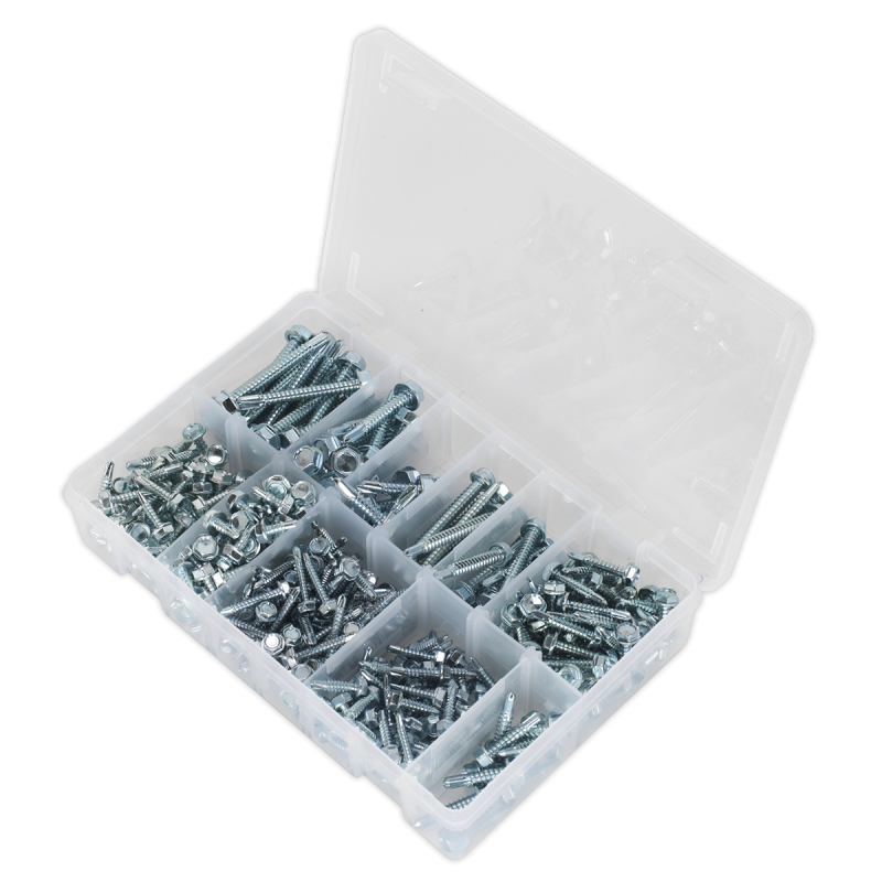 Self-Drilling Screw Assortment 410pc Hex Head Zinc