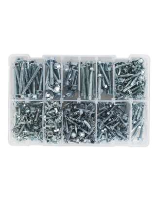 Self-Drilling Screw Assortment 410pc Hex Head Zinc