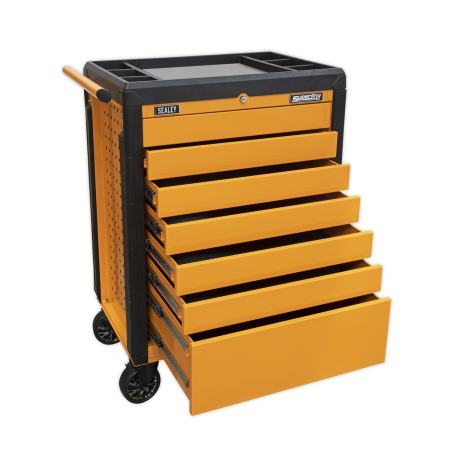 Rollcab 7 Drawer Push-To-Open - Orange