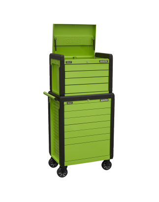 Topchest & Rollcab Combination 11 Drawer Push-To-Open - Green