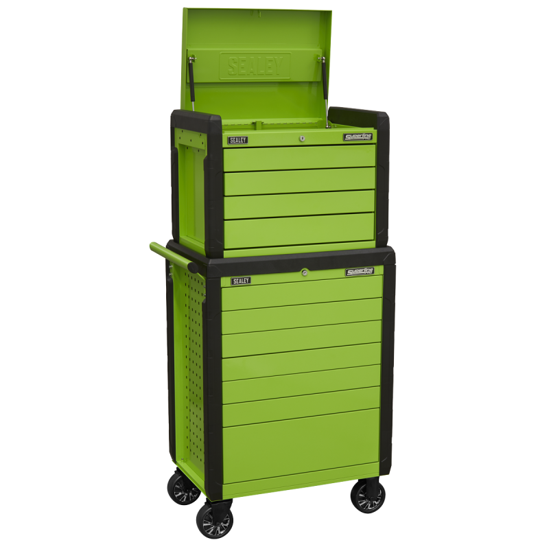 Topchest & Rollcab Combination 11 Drawer Push-To-Open - Green