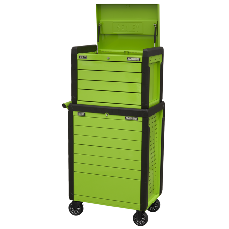 Topchest & Rollcab Combination 11 Drawer Push-To-Open - Green