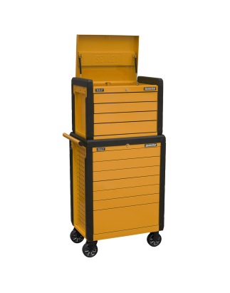 Topchest & Rollcab Combination 11 Drawer Push-To-Open Orange