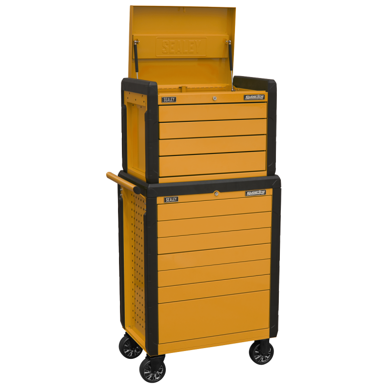 Topchest & Rollcab Combination 11 Drawer Push-To-Open Orange