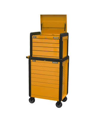 Topchest & Rollcab Combination 11 Drawer Push-To-Open Orange