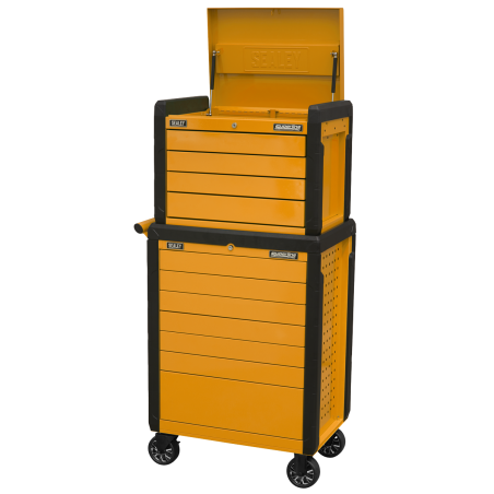 Topchest & Rollcab Combination 11 Drawer Push-To-Open Orange